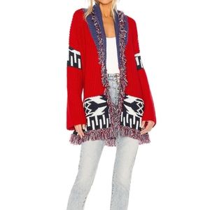 Cheyenne Wrap Cardigan in Red ComboJohn & Jenn by Line